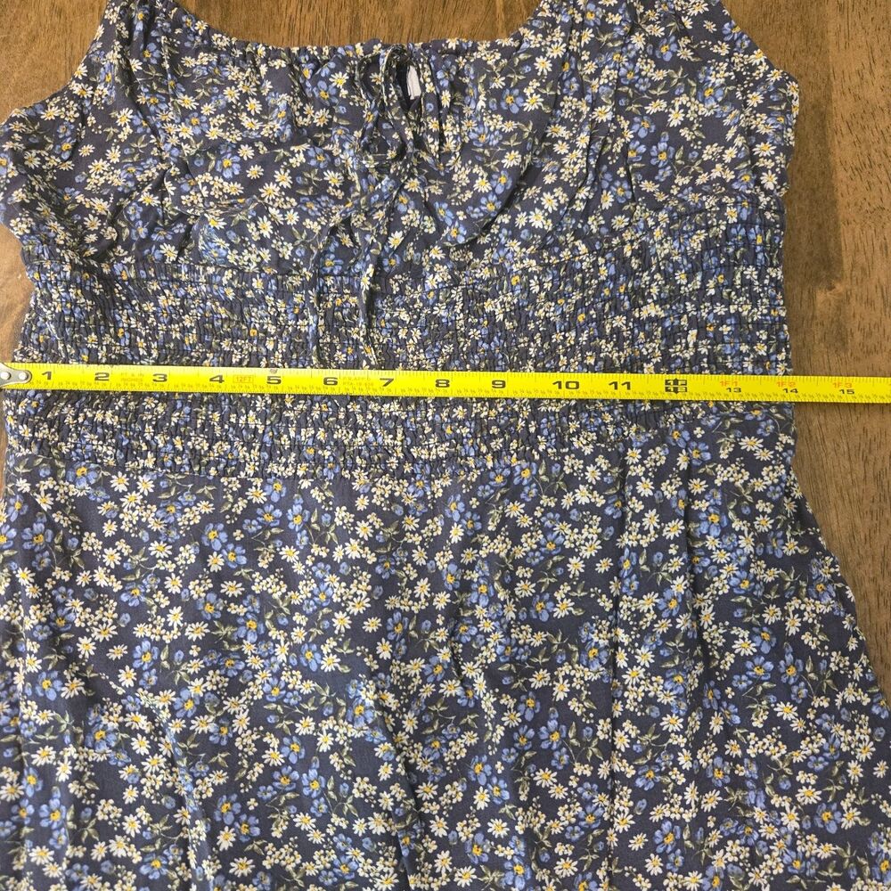 Womens Floral Mini Dress Lrg  Babydoll Fairy Grunge Coquette Tie Puff Front - Picture 7 of 16